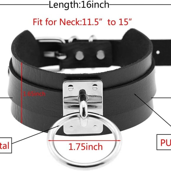Goth Choker Necklace for Women,Adjustable Soft Leather Collar Punk Emo Costume N - Picture 7 of 7